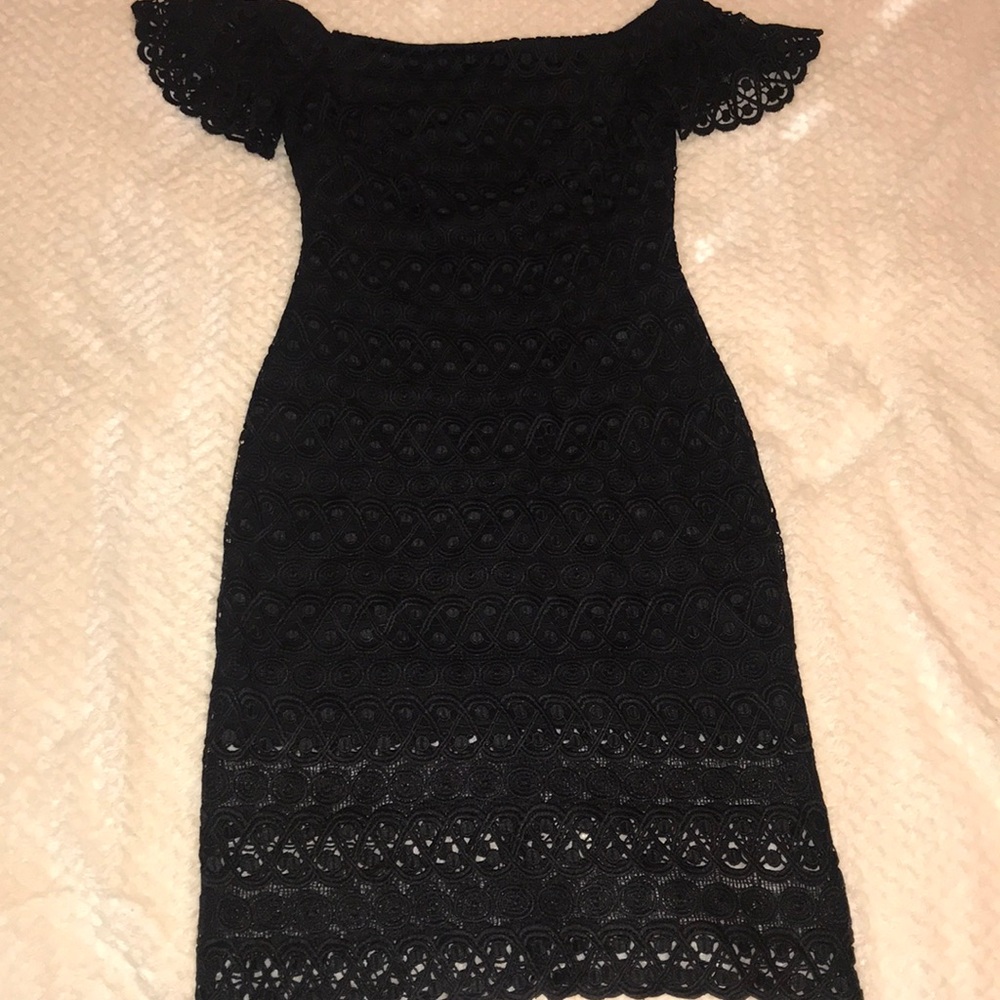 Bebe off shoulder little black dress